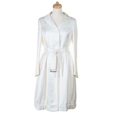 Dries van Noten Off White Silk Belted Coat