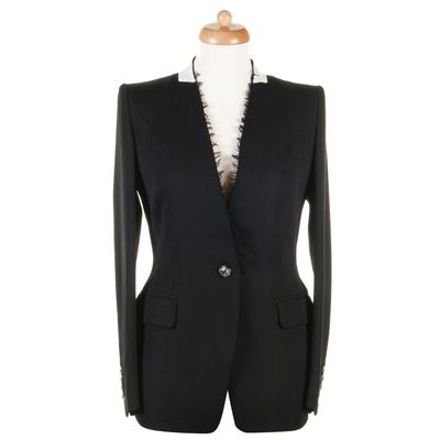 Dries van Noten Black Wool Contrast Collar Blazer