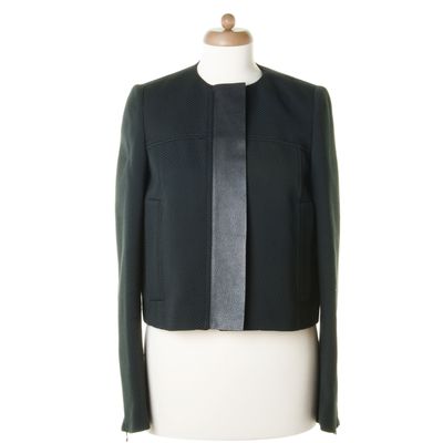 Proenza Schouler Black Wool Blend Leather Trimmed Jacket