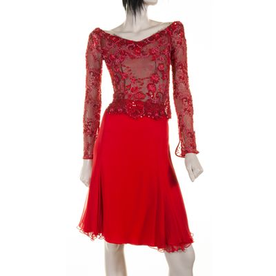 Addy van den Krommenacker Red Lace and Paillettes Top