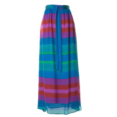 Etro Multicolor Silk Crepe De Chine Maxi Skirt