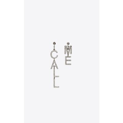 Saint Laurent Call Me Earrings In Brass And Crystal