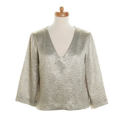Dries van Noten Silver/Gold Silk Blend Top