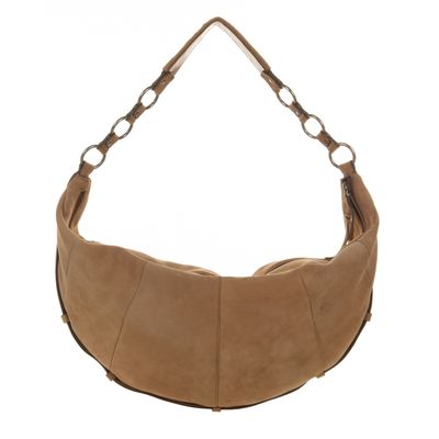 Yves Saint Laurent Tan Suede Half Moon Bag