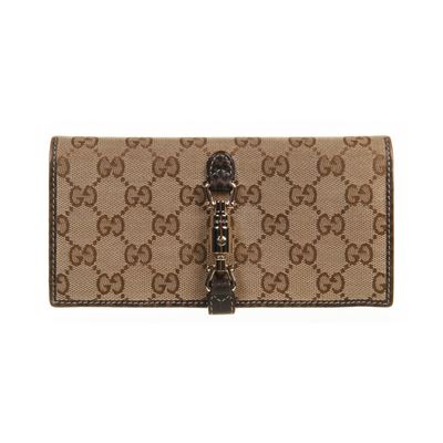 Gucci Beige-Ebony GG Fabric Piston Long Wallet