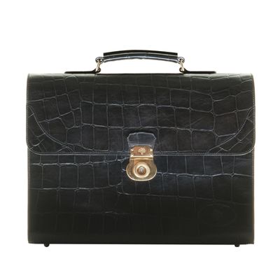Mulberry Black Croc Print Briefcase