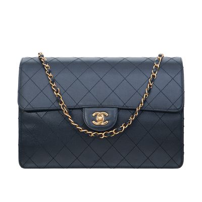 1997-1999 Chanel Black Caviar Leather Jumbo Single Flap Bag