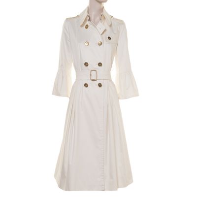 Burberry Off-White Bell Sleeve Double Breasted Trench Coat