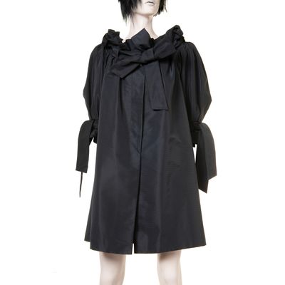 Takada Black Taffeta Ottoman Overcoat