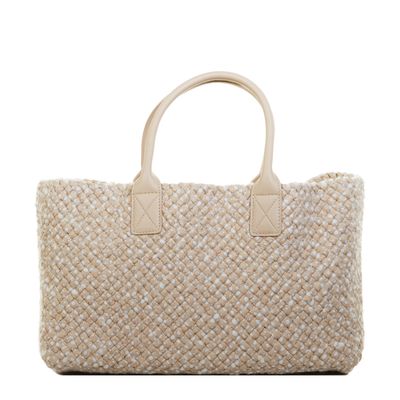 Bottega Veneta Alabastre Woven Intrecciato Wool Leather Cabat Tote - Special Edition