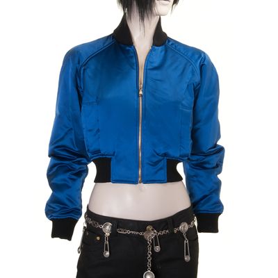 Dolce & Gabbana Blue Silk Bomber Jacket