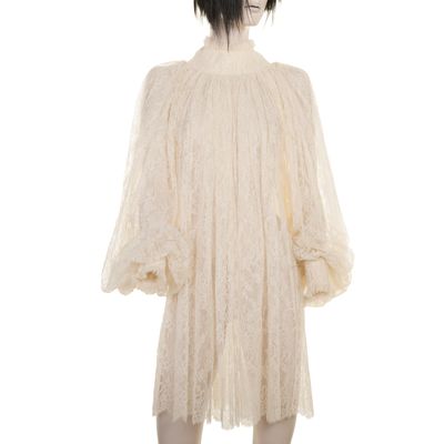 Alexander McQueen Ivory Sheer Lace Draped Mini Dress
