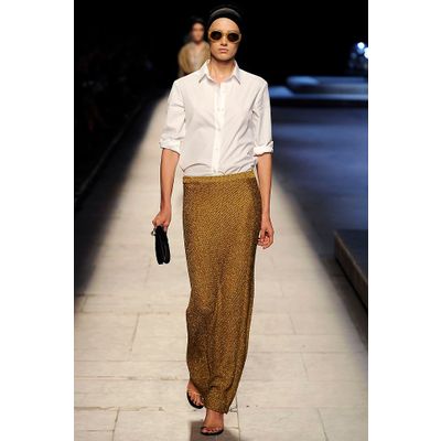 SS 2009 Dries Van Noten Runway Gold Lurex Stretch Knit Maxi Skirt