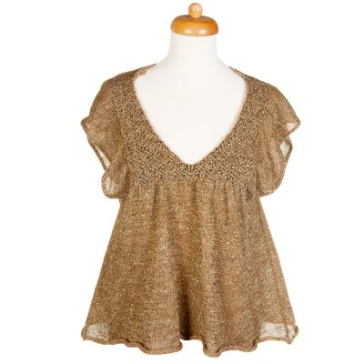 Dries van Noten Metallic Gold Knitted Sweater Top