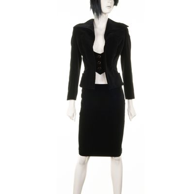Vivienne Westwood Couture London Black Velvet Skirt Suit