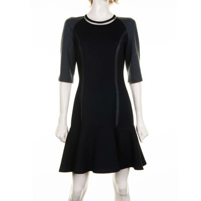 Fendi Paneled Black and Grey Wool Mini Dress