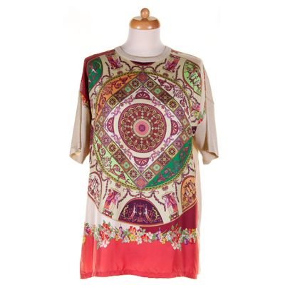 Etro Multicolored Printed Silk & Cotton Knit Short Sleeve T-Shirt