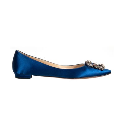 Manolo Blahnik Blue Flat Crystal Embellished Buckle
