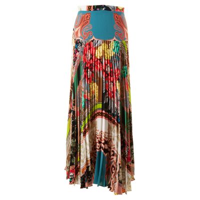 Etro Asymetric Plissé-Pleated Maxi Skirt