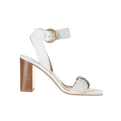 Gianvito Rossi White 'Harper 85' High Blockheel Ankle Strap