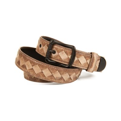 Bottega Veneta Brown Leather Intrecciato Weave Snake Belt