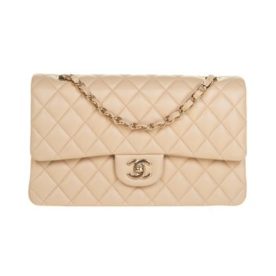 Chanel Beige Medium Double Flap Shoulder Bag
