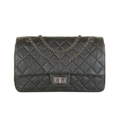 2.55 Reissue Classic Flap Aged Quilted 277 Black Distressed Calfskin Leather Shoulder Bag