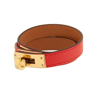 Hermès Kelly Double Tour Bracelet in 'Rouge de Coeur' Leather
