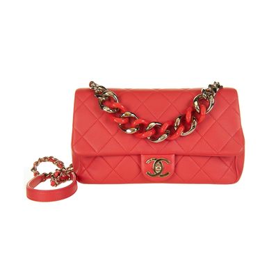 Chanel Red Flap Bag With Large Bi-Color Chain - Cruise Collection 2019
