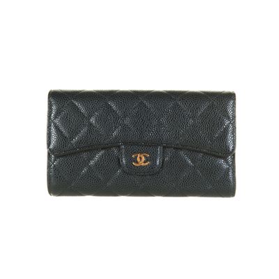Chanel Black Caviar Classic Flap Wallet
