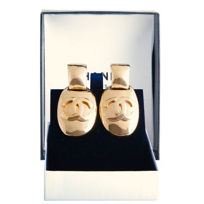 Chanel Logo Pendant Earrings