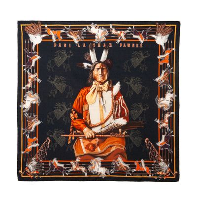 Hermès Carré in Light Cashmere 'Pani La Shar Pawnee' by Kermit Oliver