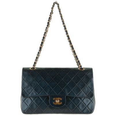 Chanel Blue Medium Double Flap Shoulder Bag