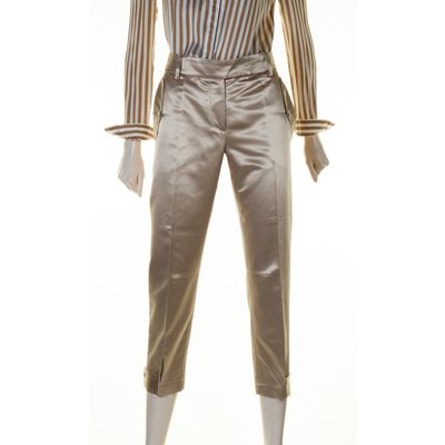 Brunello Cucinelli Silk Cropped Straight-Leg Pants