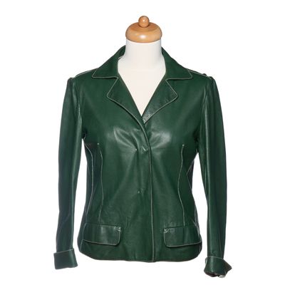 Jil Sander Pre-Owned Green Leather Jacket