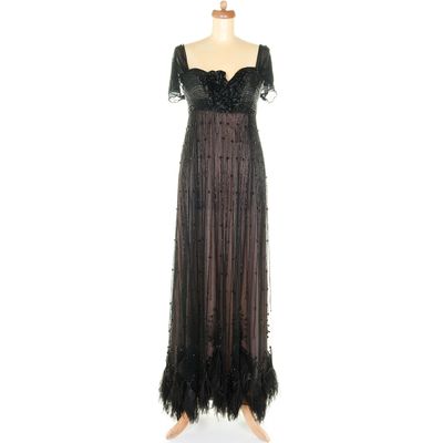 Spero Villioti Couture Cocktail Gown – Black, Handcrafted Elegance