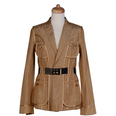 Gianfranco Ferré Camel Brown Silk Jacket – S/S 2004 Runway Collection