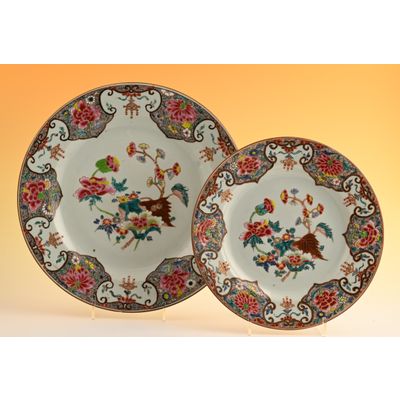 Two Chinese porcelain Famille Rose plates