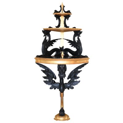 A decorative corner console