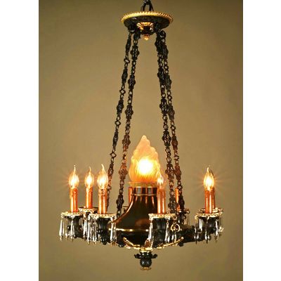 A bronze Empire style chandelier