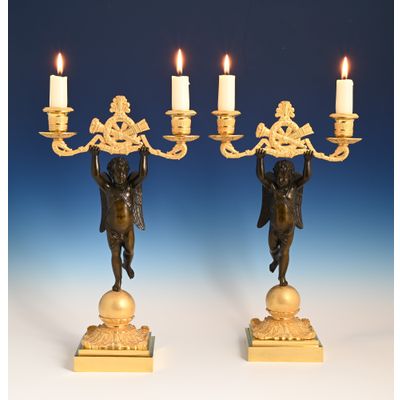 A pair of ormolu Empire candelabras