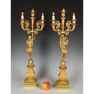 A pair of large ormolu Empire candelabras