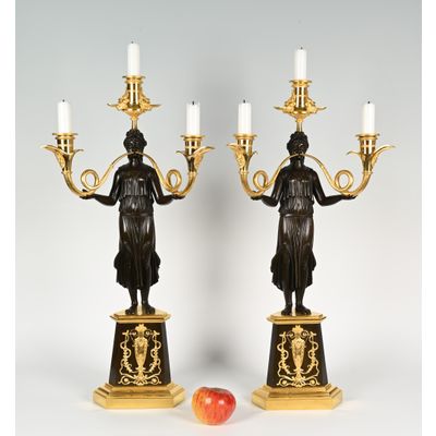 A pair of large Directoire candelabras