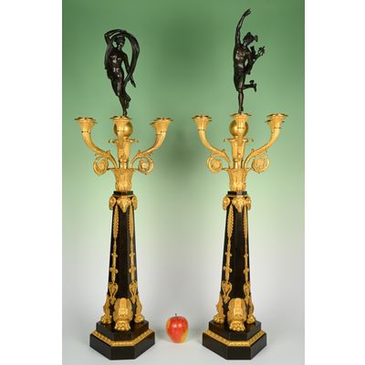 A pair of large ormolu bronze Empire candelabras