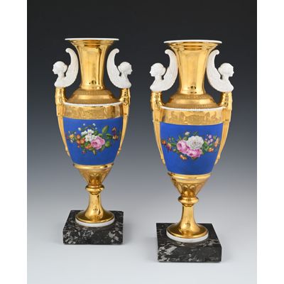 A pair of Empire porcelain vazes