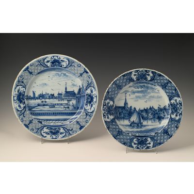 A pair of Delftware plates