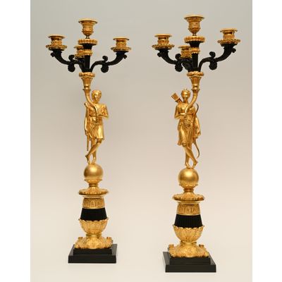 A pair of large ormolu Empire candelabras
