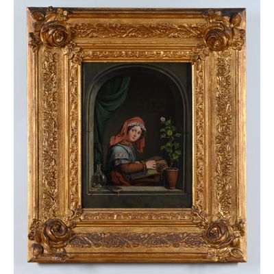 Young lady to lace making