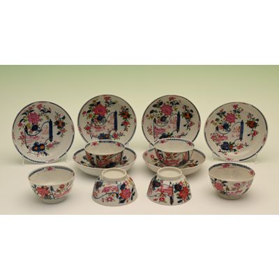 A set of six Chinese porcelain cups and saucers