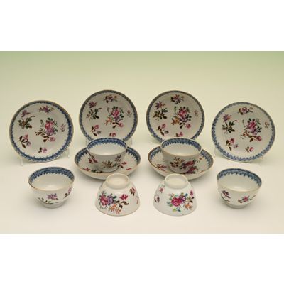 A set of six Chinese porcelain cups and saucers